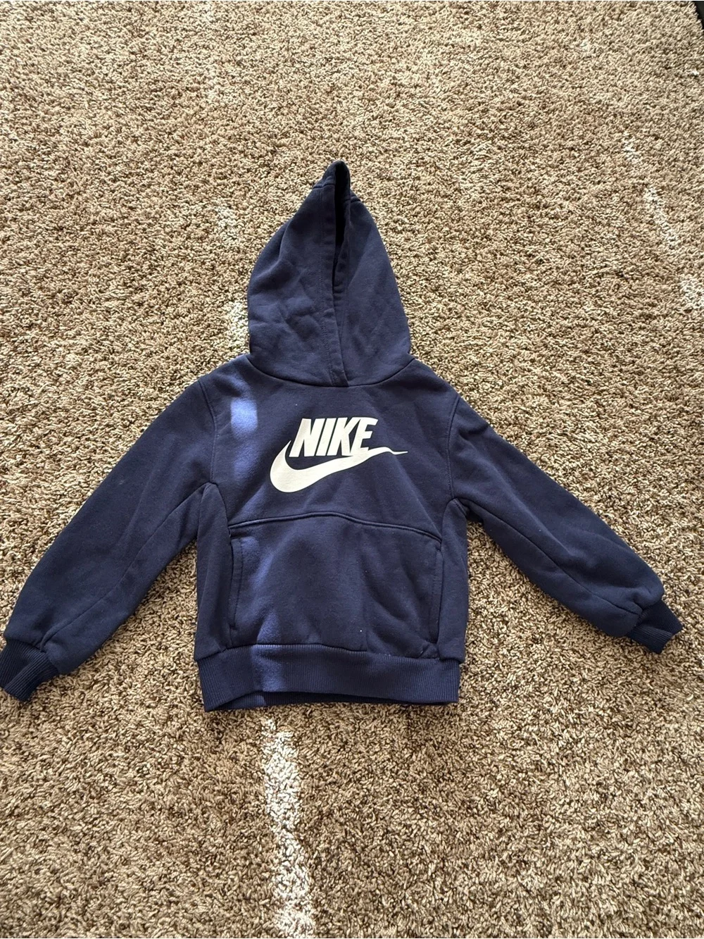 Nike Kids Navy Blue Hoodie with White Swoosh